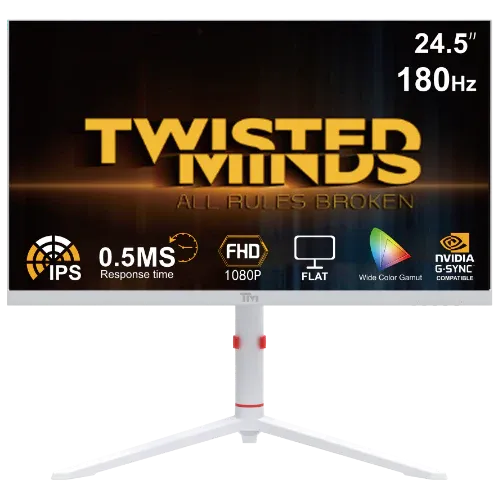 Twisted Minds Frost Serisi 24'' FHD 180HZ 0.5MS Hızlı IPS HDMI 2.1 Oyun Monitör, Beyaz