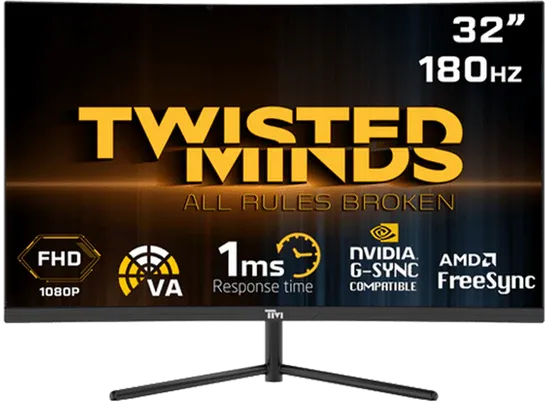 Twisted Minds Eclipse Serisi Curved 32'' FHD 180HZ 1ms Fast VA Gaming Monitor