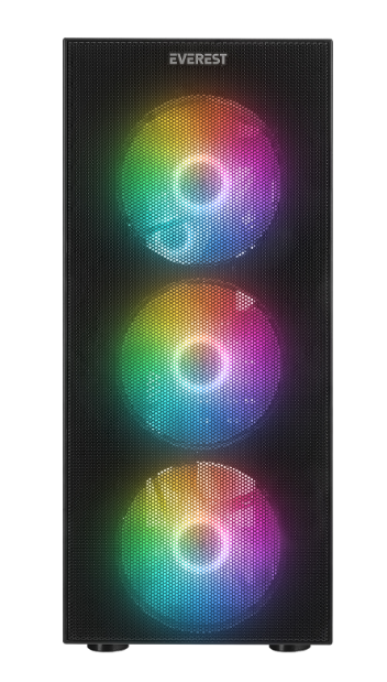 EVEREST FACED V5 MESH 600W RGB SİYAH GAMİNG KASA
