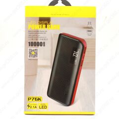 Awei P76K 10.000mAh LED Ekran Powerbank, Siyah-Kırmızı
