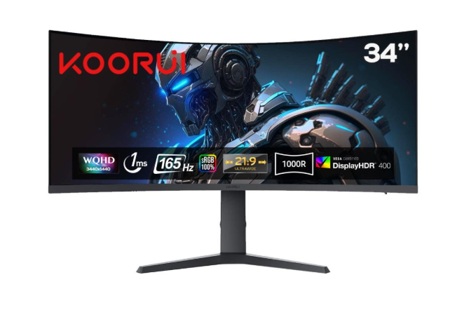 KOORUI 34'' 34E6UC 1MS 165HZ WQHD 3440X1440 CURVED GAMING MONİTÖR SIYAH