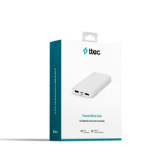 Ttec PowerSlim Duo 10.000 mAh Powerbank, Beyaz