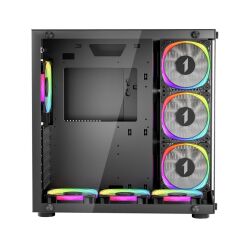 1ST PLAYER SP8 SİYAH 750W 80+ SILVER ATX 3.1 ARGB 7X12CM FAN TEMPERLİ CAM USB 3.0 ATX KASA