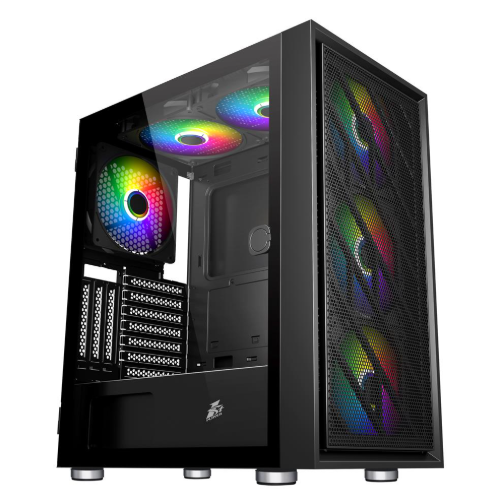 1ST PLAYER AR7 SİYAH 650W 80+ ARGB 4X12CM FAN TEMPERLİ CAM MESH USB 3.0 ATX KASA