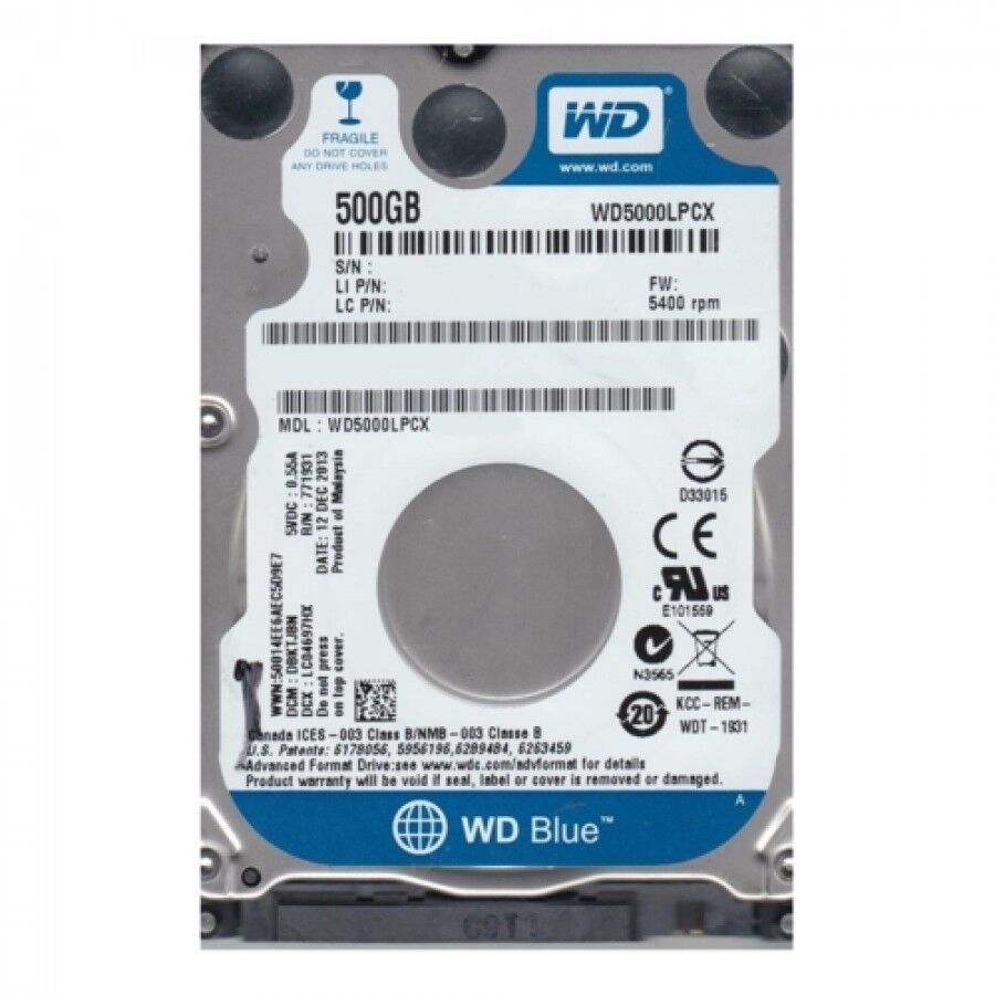 Wd Blue 2,5 500GB 32MB 5400RPM Notebook Harddisk