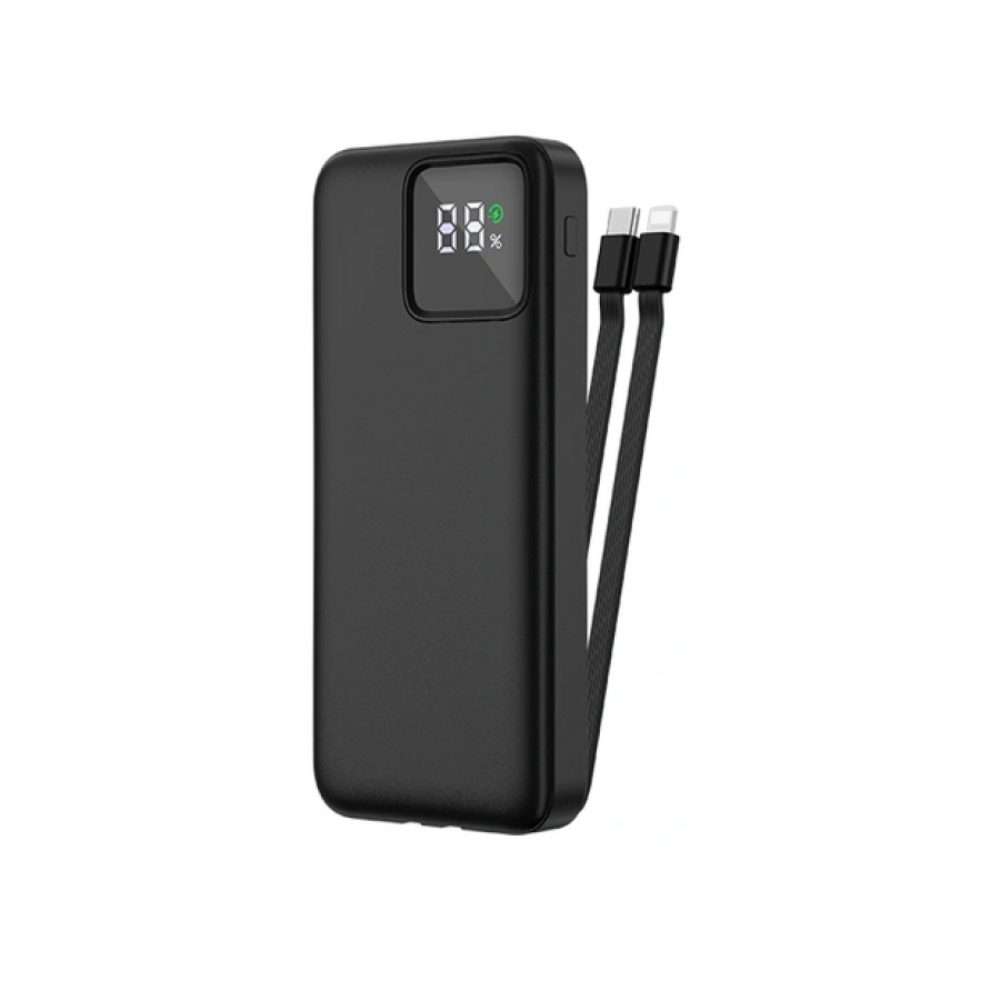 Wiwu JC-18 LED Göstergeli 10.000 mAh PD 18 W Hızlı Şarj Powerbank, Siyah
