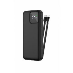 Wiwu JC-18 LED Göstergeli 10.000 mAh PD 18 W Hızlı Şarj Powerbank, Siyah