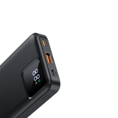 Wiwu JC-18 LED Göstergeli 10.000 mAh PD 18 W Hızlı Şarj Powerbank, Siyah