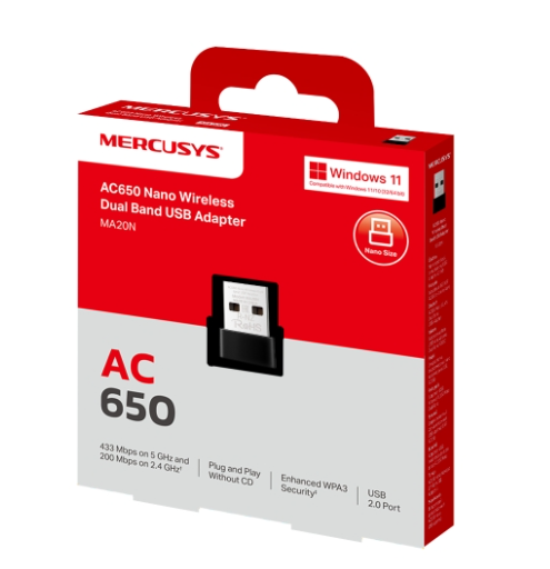 TP-Link Mercusys MA20N AC650 Nano Wi-Fi USB Adapter