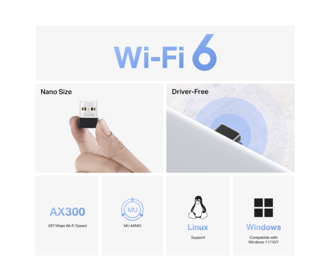 TP-Link Mercusys MA14N AX300 Nano Wi-Fi USB Adaptör