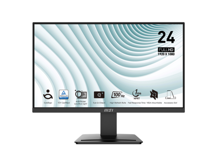 MSI Pro MP2412 23.8'' Flat VA 1ms FreeSync Siyah FHD 1920x1080,16:9,100Hz,HDMI,DP,VESA Monitör