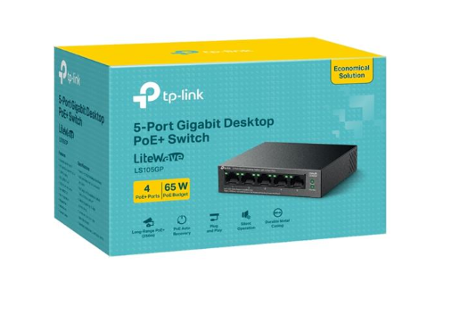 TP-LINK LS105GP 5 PORT, 4PORT GIGABIT POE + 1 PORT RJ45 UPLINK POE 65W 50 METRE POE MESAFE METAL KASA SWITCH