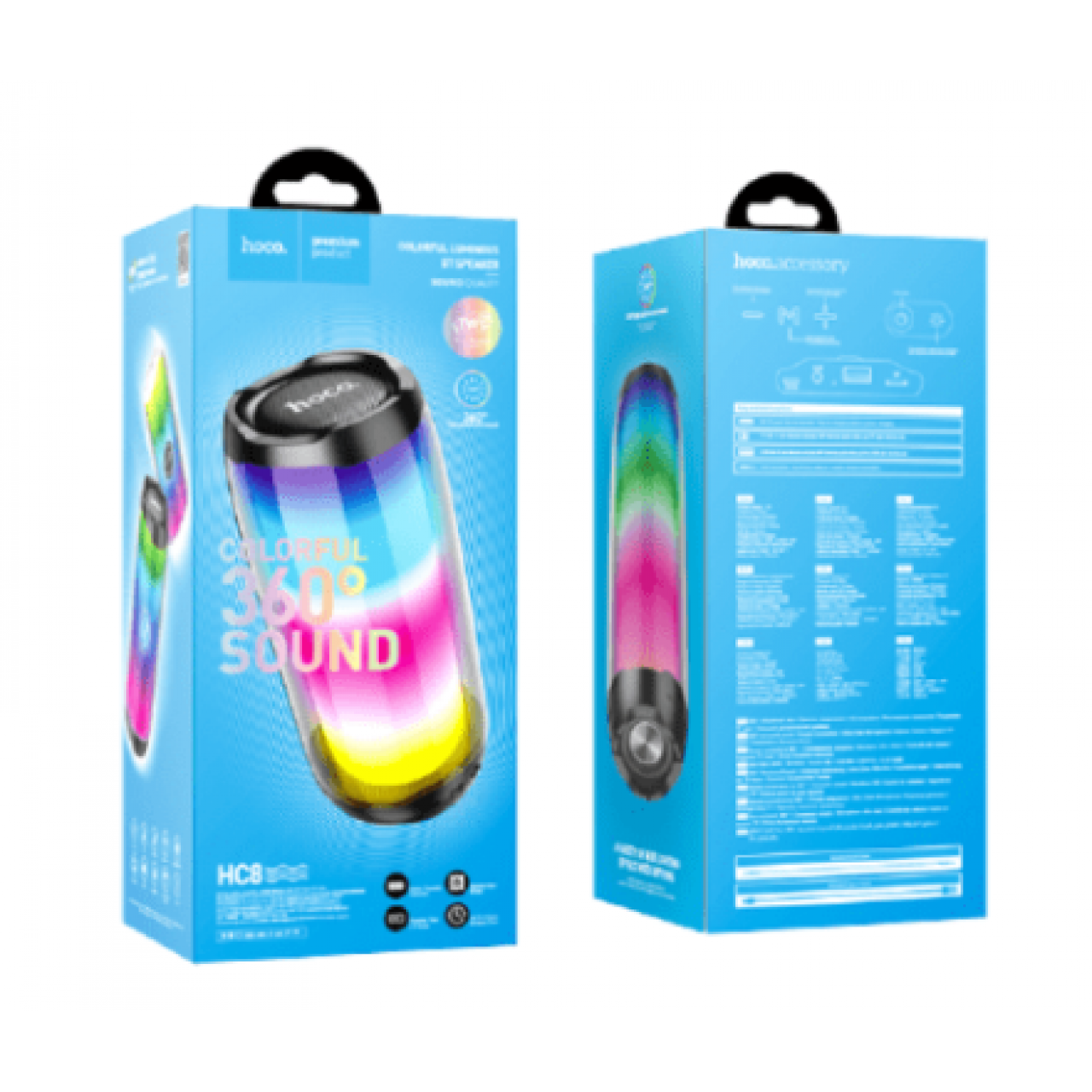 Hoco HC8 Renkli Bluetooth Siyah Hoparlör