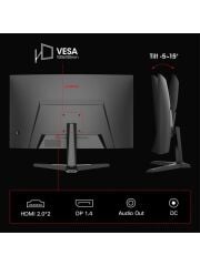 Koorui 27'' 27E6QCA 1ms 180Hz 2K Siyah Gaming Curved Monitör