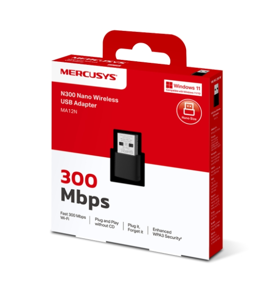 TP-Link Mercusys MA12N N300 Nano Wi-Fi USB Adapter