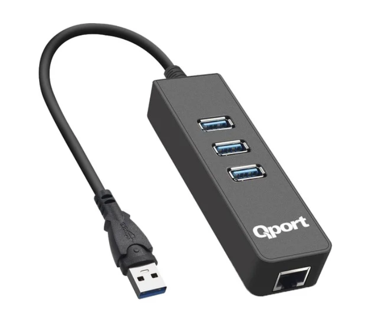 QPORT Q-U3G USB3.0 TO 3 PORT USB + RJ45 ETHERNET HUB