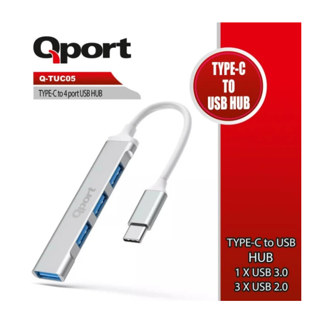 QPORT Q-TUC05 TYPE-C TO 4 PORT METAL USB ÇOKLAYICI