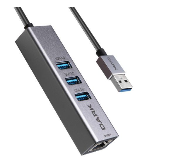 DARK DK-AC-USB332GL USB3.0 TO 3 PORT USB3.0 RJ45 HUB GRI