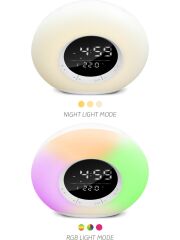 Powerway Saat Alarm USB Aux Müzik Çalar Radyo Gece Lambası Taşınabilir Space Bluetooth Hoparlör