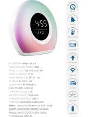 Powerway Saat Alarm USB Aux Müzik Çalar Radyo Gece Lambası Taşınabilir Space Bluetooth Hoparlör