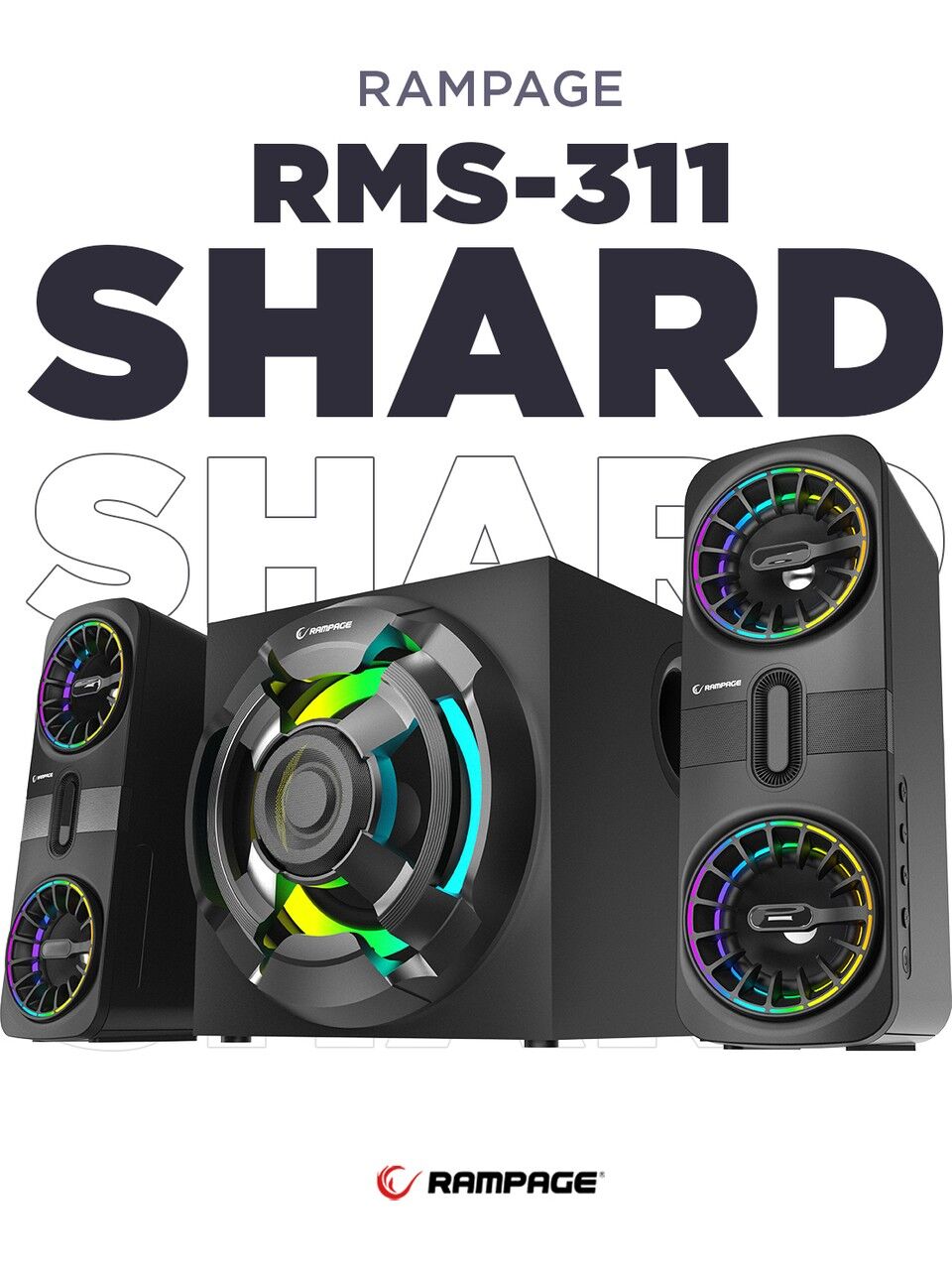 Rampage RMS-311 Shard 2+1 80W Müzik Seti - Siyah