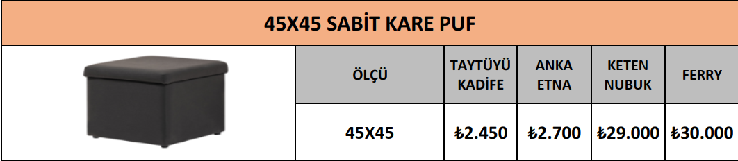 45X45 SABİT KARE PUF