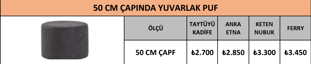 50 CM ÇAPINDA YUVARLAK PUF
