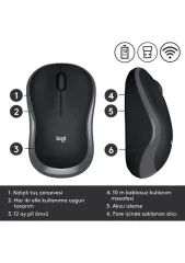 Logitech M185 Gri Kablosuz Optik Mouse