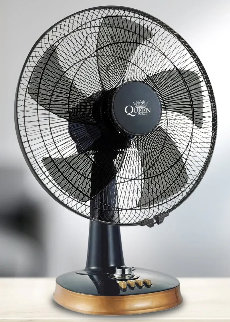 Queen 16'' 5 Kanatlı Sessiz Masaüstü Vantilatör Siyah
