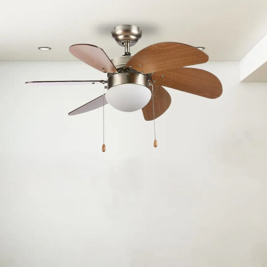 Queen 30'' 6 Kanatlı Işıklı Tavan Vantilatörü, Kahverengi F930