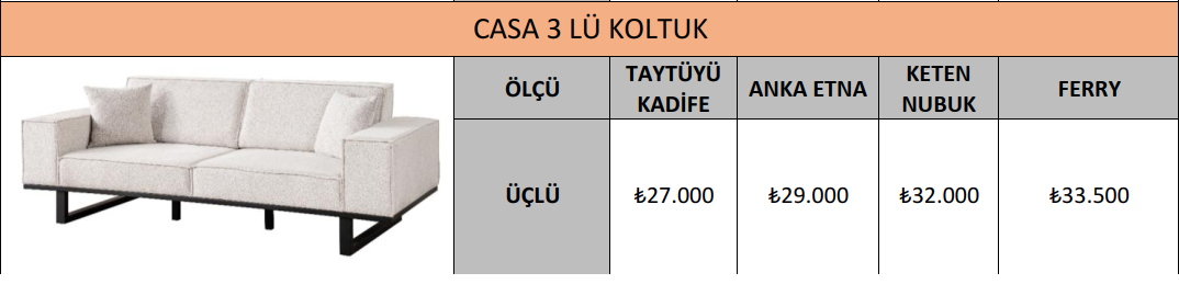 CASA 3 LÜ KOLTUK