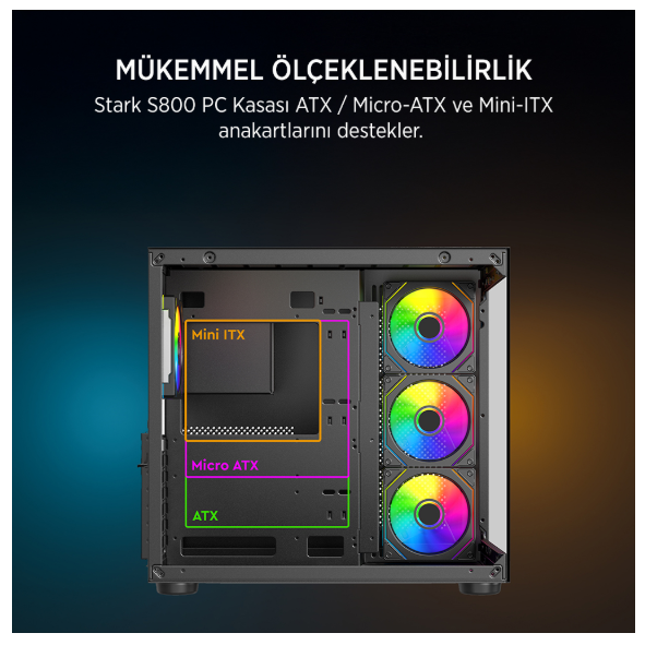JAMES DONKEY STARK S800 4X ARGB SİYAH KASA 750W