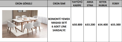 BOMONTİ YEMEK MASASI SETİ 6 ADET LİNE SANDALYE