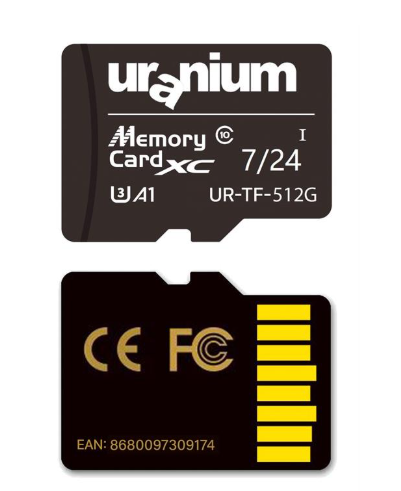 URANIUM 512GB MICRO SD CARD U3 7/24 SURVEILLANCE 100/40MBS INDUSTRIAL HAFIZA KARTI