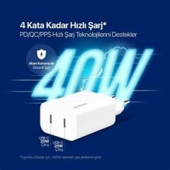 Ttec Smartcharger Duo 2SCS27B 40W Type-C PD Hızlı