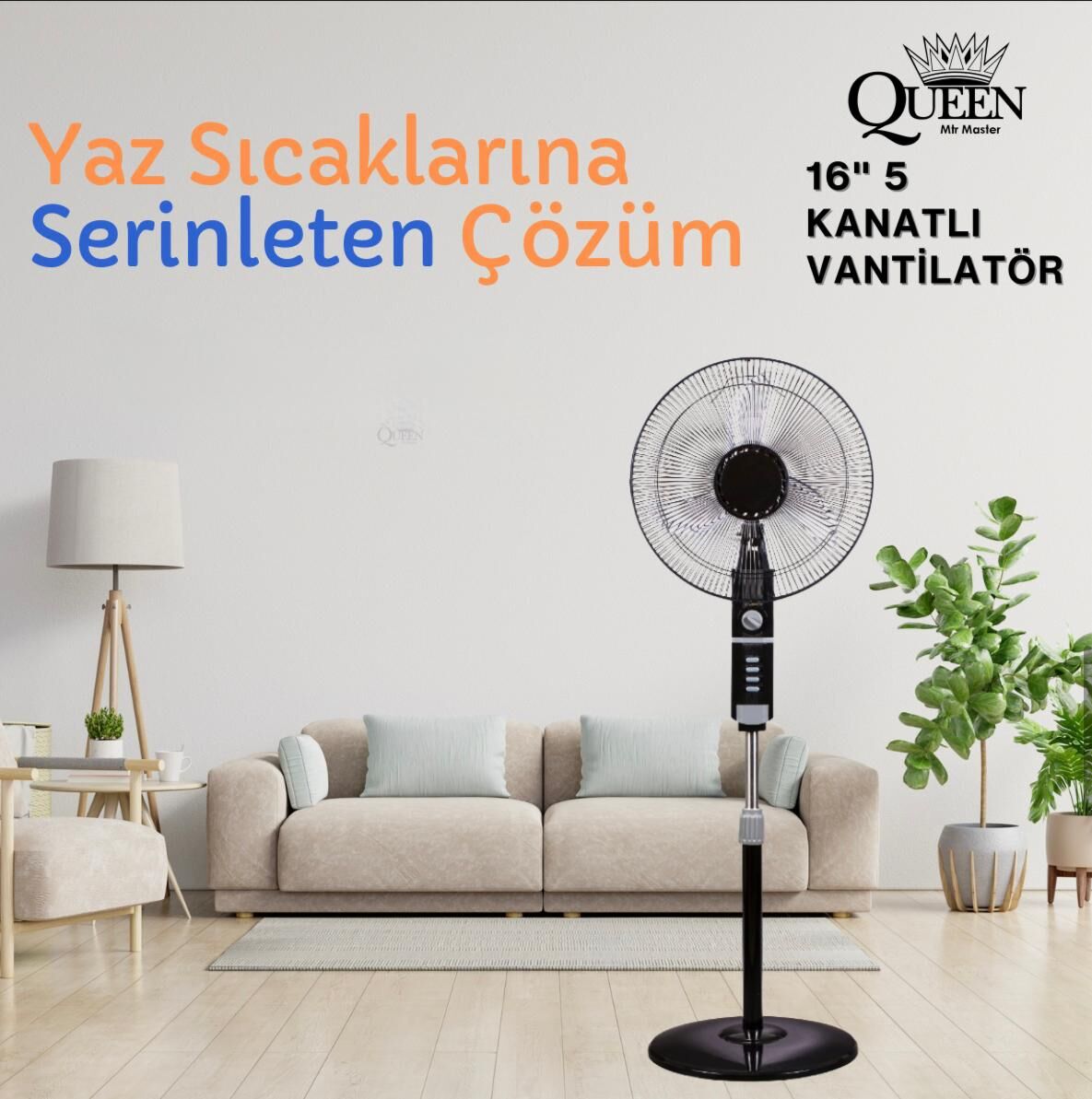 QUEEN 16'' 5,Kanatli Vantilator