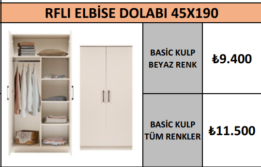 RFLI ELBİSE DOLABI 45X190