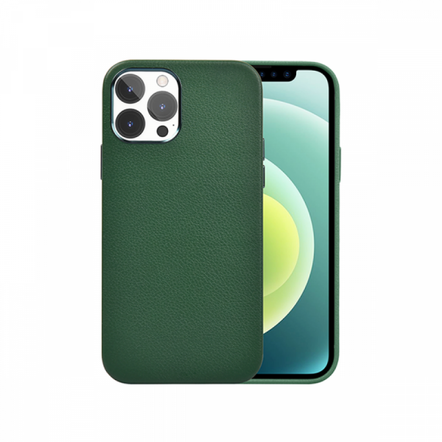 Wiwu Calfskin iPhone 13 Pro Max Deri Kılıf, Yeşil