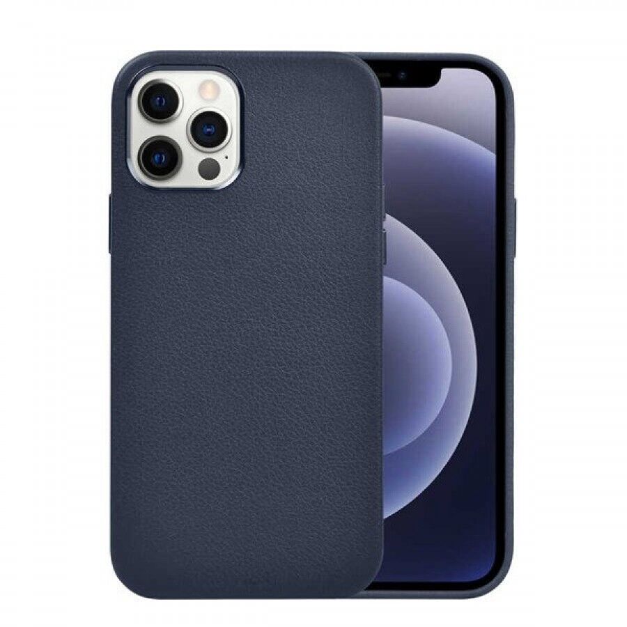 Wiwu Calfskin iPhone 13 Pro Max Deri Kılıf, Mavi