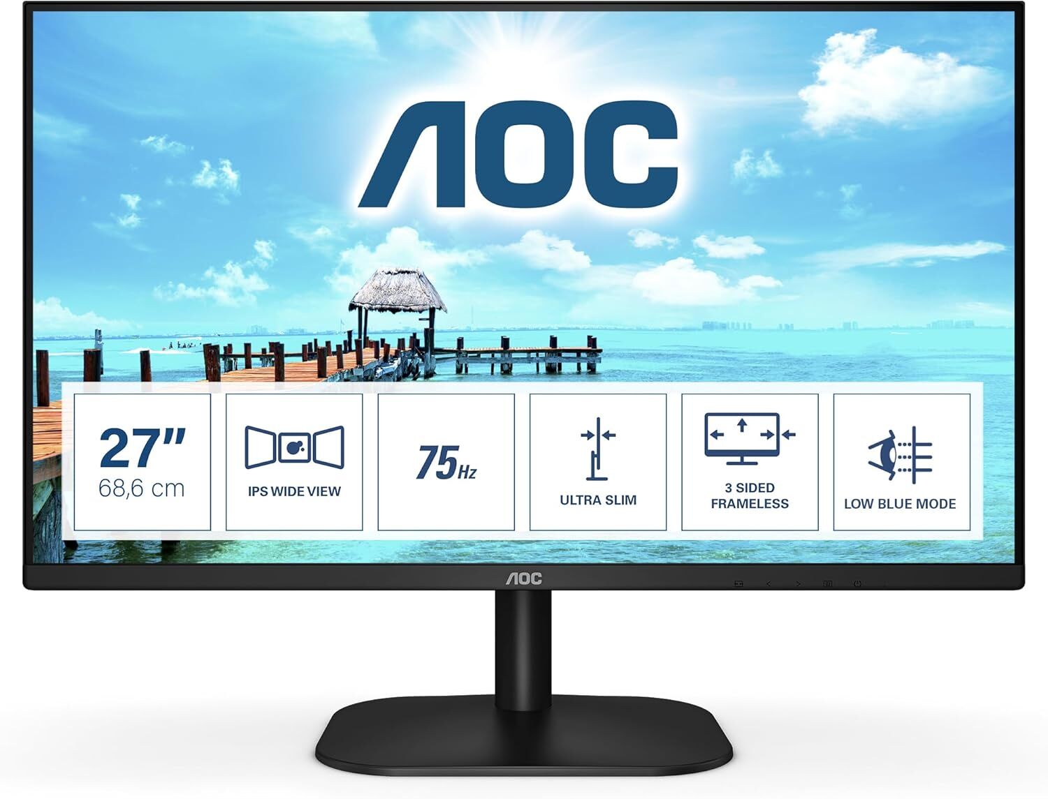 AOC 27'' 27B2H/EU IPS 4MS 1920x1080,VGA,HDMI,75Hz SIYAH MONITOR